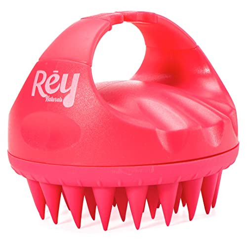 Image of Rey Naturals Hair Massager For Hair Growth For Men And Women | Shampoo & Hair Oiling Brush For Scalp Care, Relaxation & Hair Growth | Soft Silicon Bristles Oil Massager For Scalp -Red