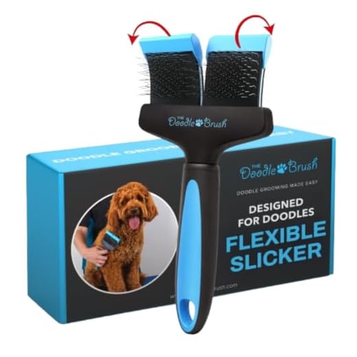 The Doodle Brush – Long Pin Dog Slicker Brush for Goldendoodles, Labradoodles, and other Poodle-crosses with Medium and Long Hair, Dog Detangler Brush for Dematting (Double Head)