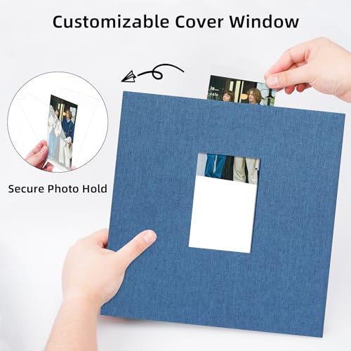 Vienrose Fabric Cover Photo Album 4x6 Pictures 600 Pockets Memory Book with Front Window for Wedding Baby Family, Blue by Vienrose - Image 3