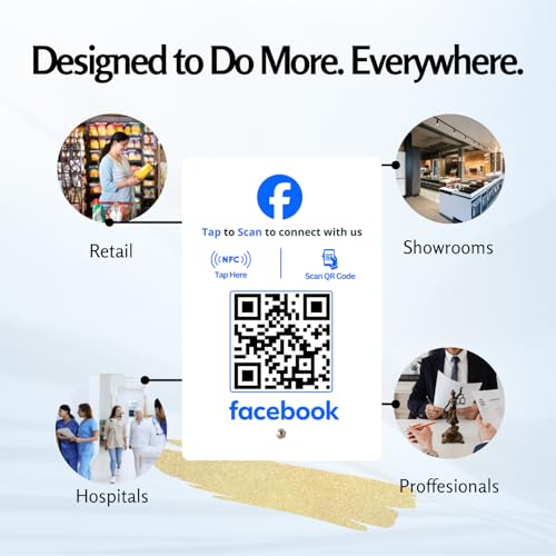 Image of Facebook Standee with NFC & QR Code | Acrylic Standee for Page Visits, Reviews & Follows | Configure via Dashboard After Delivery | Social Media Desk Display