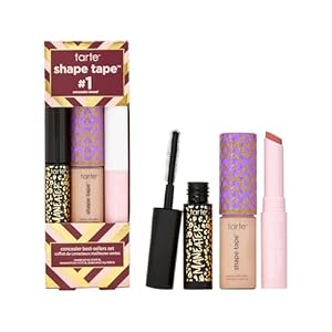 tarte shape tape best-sellers set – Shape Tape Concealer, Hydrating Lip Gloss Balm & Mascara for Curl, Volume & Length, Longwear, Cruelty Free