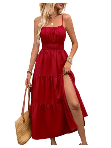 Image of BEAUDRM Women's Summer Maxi Dresses Boho Summer Wedding Guest Dress Beach Vacation Outfits Cruise Flowy Milkmaid Sundresses