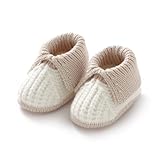 Neiwech Baby Booties Newborn Infant Sock Shoes Knit Crochet Soft Cozy Warm Boots for Boys Girls White 0-3 Months