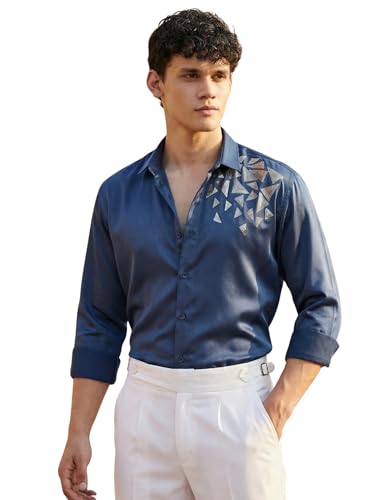 Image of IndoPrimo Men's Stylish Satin Shirt for Party, Formal, Daily and Casual Wear Full Sleeve Shirt for Mens - Trio