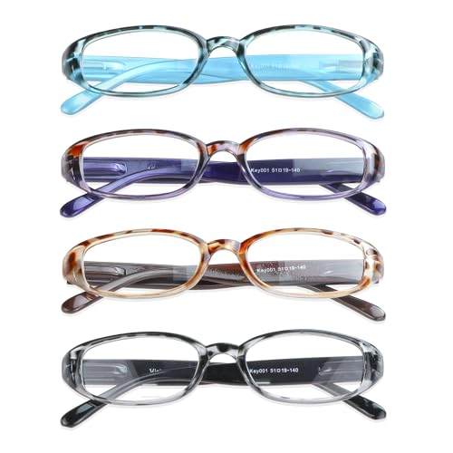 Image of VisionGlobal 1 Pairs /4 Pairs Reading Glasses with Spring Hinge, Blue Light Blocking Glasses for Women /Men