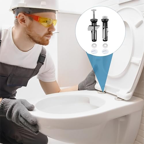 MZSX 6 Stück Toilettensitzbeschläge, Toilettensitzbefestigungen, Edelstahl-Toilettensitzbefestigungen für Deckelscharniere, Universal-Toilettensitzbolzen mit Dichtungen, für Toilettensitz-Ersatzteile