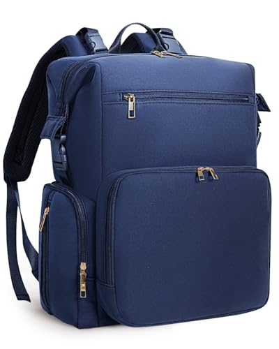 CEI-CEI Baby Wickeltasche/Rucksack mit Isolierter Flaschentasche, Wasserdichtes Neoprengewebe, Wickelrucksack Groß, Windeltasche für Unterwegs Mommy Bag mit Wickelunterlage (Dunkelblau)
