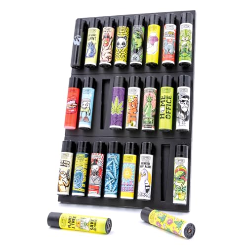 FIRE-Board® 24er | Das ultimative Sammel-Board für Clipper® Feuerzeuge | mit Standfuß, Magnetstreifen oder zur Wandmontage | Offizielles Clipper...