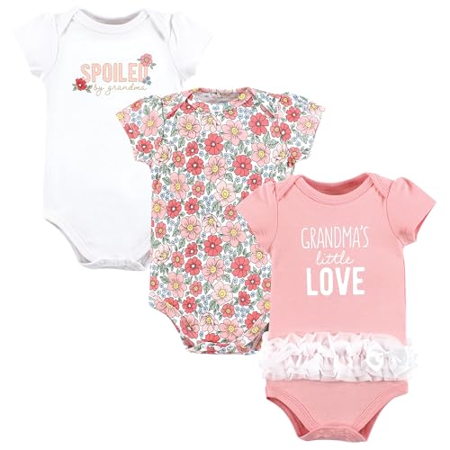 Hudson Baby Unisex Baby Cotton Bodysuits, Grandmas Love Tutu, 9-12 Months