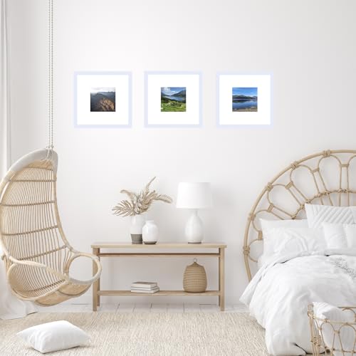 Image of JCJMY 8x8 Picture Frame With Mat, Display 4x4 With Mat or 8x8 Without, Wood Square Photo Frame for Wall Hanging or Tabletop, 1 Pack, White