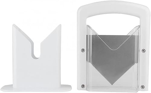 Miniatura 9 de Cortadora de bagel, mango de seguridad, cortador de bagel de acero inoxidable (blanco)