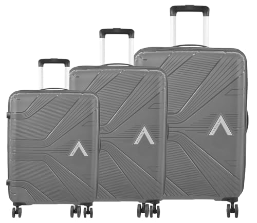 Image of VIP Aristocrat Trolley Bag Set, 55 /65 /75 cm, Hardside PP Shell, Dual Wheels, Multi-Stage System, 3-Year Warranty (Navy Blue, Set of 3) (Silver, Set of 3)