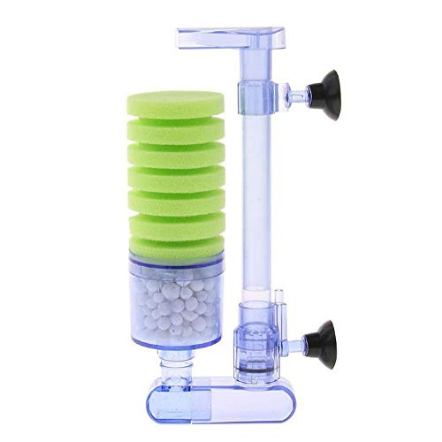 PEI Aquarium Equipment with Double-Ended Biochemical Sponge Foam Filter-Betta Shrimp breeding Fish Tank Filter with Retractable Telescopic air Outlet Pump for Beta Fish Tank (Grass Green)