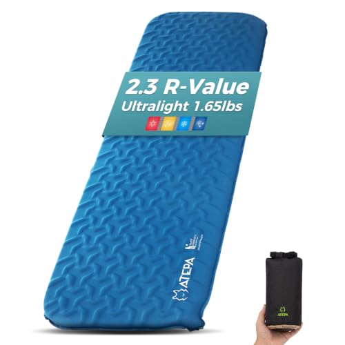 Image of ATEPA Self Inflating Sleeping Pad for Backpacking, 2.3 R-Value | 1.65lbs Ultralight, 3-Season Camping Mat, 1.2 inch Thick Insulated Foam, For Backpacking, Hiking, Trekking & Mountaineering