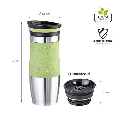 WELLGRO Vaso térmico de 400 ml + 1 tapa extra – Acero inoxidable – Mango de silicona suave al tacto – libre de BPA… - Imagen 4