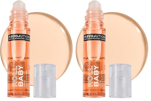 Image of Makeup Revolution Relove Roll Baby Lip Oil- Papaya | Deeply Hydrating Lip Oil for Dry, Cracked Lips | Lightweight, Non-Sticky, Glossy Lip Care with Nourishing Goji Extract- 8ml (Pack of 2)