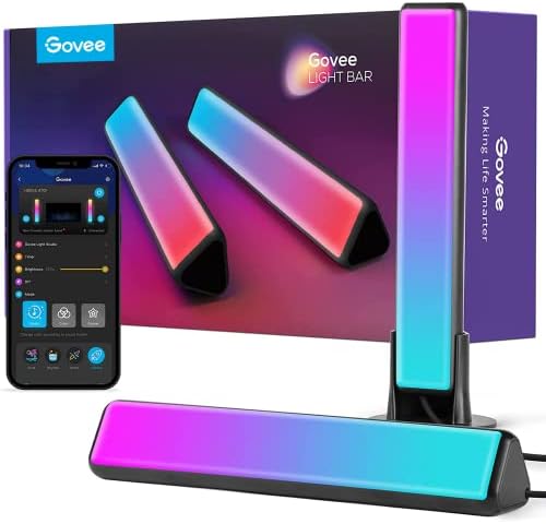 Govee Smart Light Bars, RGBICWW Smart LED Lights with 12 Scene Modes and Music Modes, Bluetooth Color Light Bar for Entertainment, PC, TV, Room Decoration