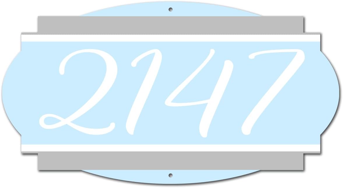 VWAQ Custom Plaque Home Address Number Aluminum Sign - Single Sided and Reflective Pre-Drilled Holes - AS3S7 Vertical (Blue)
