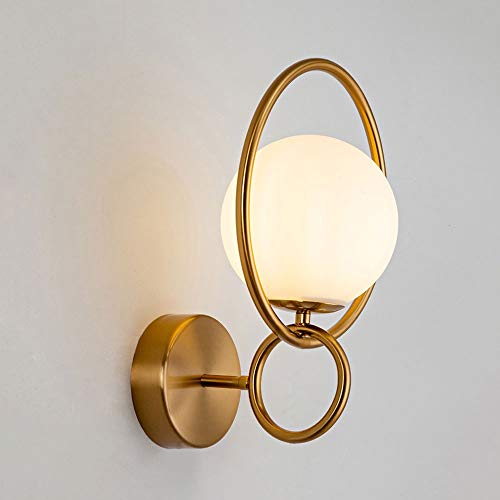 Aplique de pared minimalista de metal fino con esfera de vidrio satinado interior