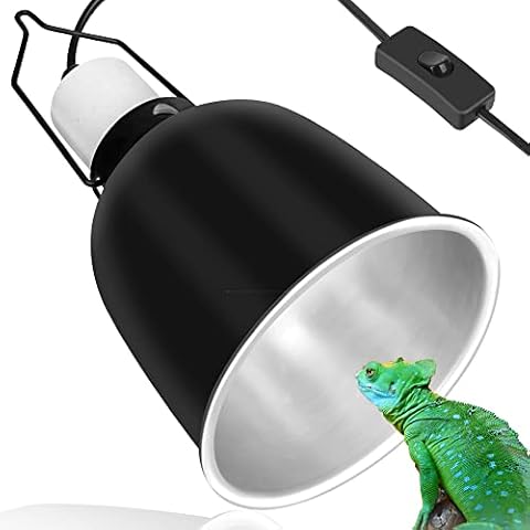 NEPTONION Reptile Reflector Dome Lamp Fixture, 5.5 inch Deep Polished Aluminum UVB Light Fixture for Reptile Glass Terrariums fit UVB UVA Bulb, Basking Heat Bulb, Ceramic Heat Emitter Cover