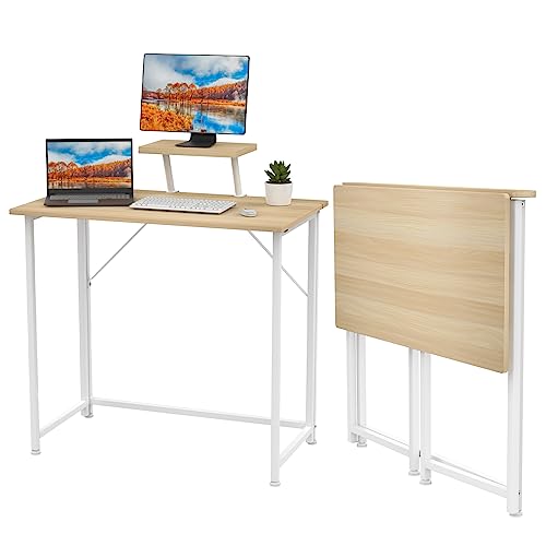 PIPIPOXER Table de Bureau Pliante, Bureau d'Ordinateur Pliable 80x45x75cm, Petit Table de Bureau...