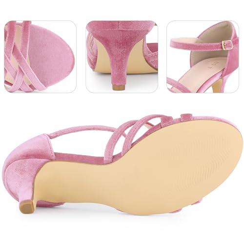 Perphy Kitten Heels Sandals Velvet Strappy Heeled Dance Shoes for Women4