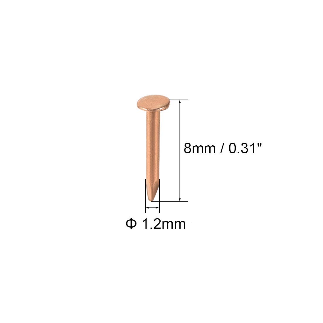 XYWHPGV Piccoli chiodi hardware piccoli in acciaio al carbonio 1.2X8mm (DXL) per accessori per scatole di legno decorative fai da te Tono rame 1500 pezzi(4129c 4f8c5 9e1da c6c7b 9cb1d 45149