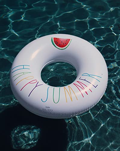 Rae Dunn Ring Float By Coconut Float - Colorful Happy Summer Theme - Adult Size Large 48 Inch Inflatable Raft & Durable Water Inner Tube - Stable Ride-On For Summer Parties & Swim Events #TOP2