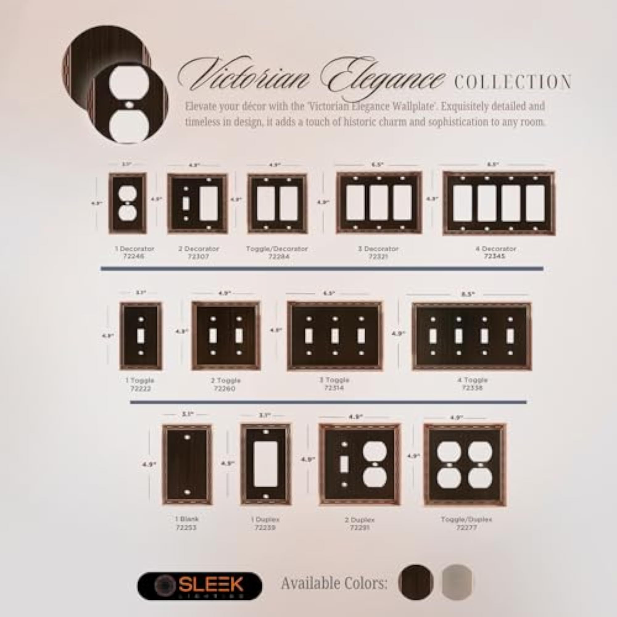 Duplex Wall Plates with Decorative Zinc Cast Bronze Finish