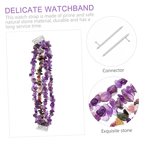 Correa de amatista natural elegante para reloj de mujer 6
