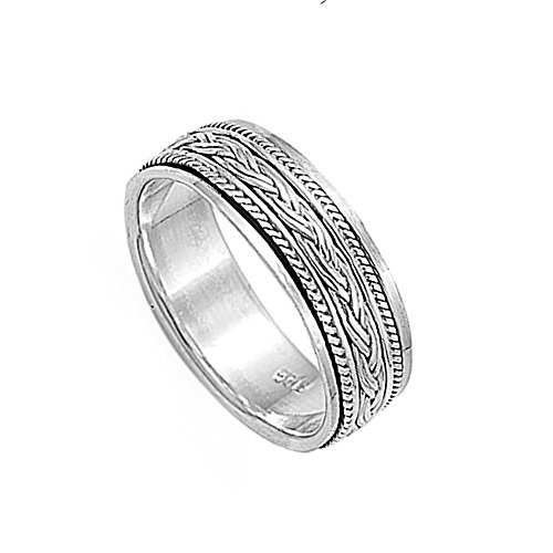 Sterling Silver Braided Spinner Ring 8Mm (Size 7 To 13) Size 13 #TOP3