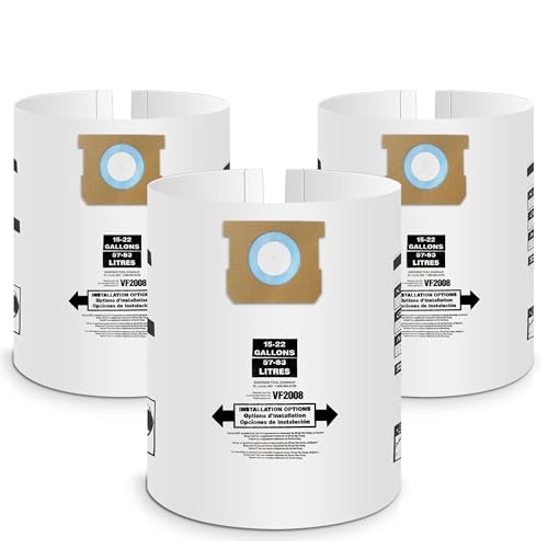 3 Pack Vacuum Bags Replacement for Shop Vac Bags 15-22 Gallon Type G 90663 9066300 Type J 90673 9067300 and VF2008 PETOX High-Efficiency Disposable Vaccum Collection Filter Bags
