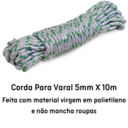 Kit Com 3 Cordas de Varal De Nylon Resistente para colocar as roupas para secar 5mm X 10m