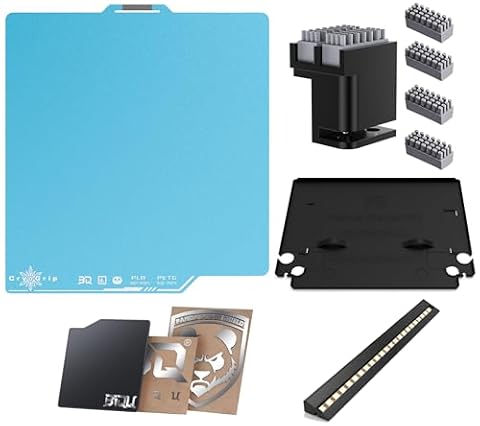 BIQU CryoGrip Pro Frostbite Build Plate+Panda Diaper Filament Waste Collection Pad+Panda Brush Nozzle Cleaning Tool+Panda Purge Shield Poop Chute Pad+Panda Lux LED Light Strip for Bambu-Lab P1/X1
