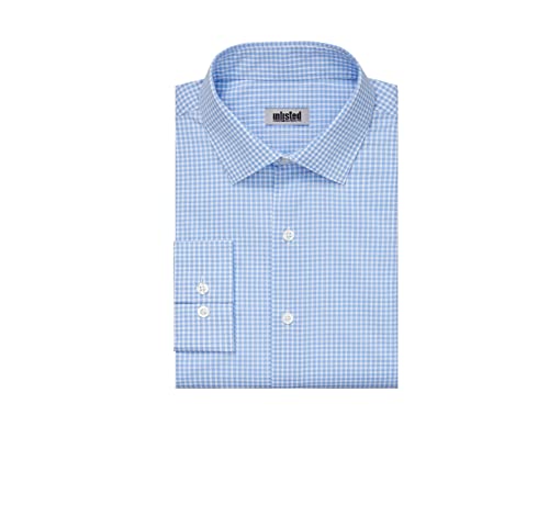 Unlisted By Kenneth Cole Mens Slim Fit Checks And Stripes (Patterned) Dress Shirt, Light Blue, 17 -17.5 Neck 36 -37 Sleeve X-Large Us #TOP2