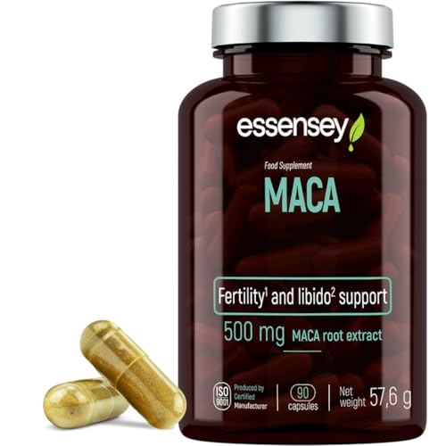 Essensey MACA Root Extract Capsules - 90 Capsules, Fertility & Potency Support, Vegan-Friendly Supplement