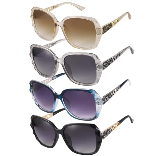 Image of DragonflyDreams Women Large Sunglasses, UV 400 Glasses | Oversized Classic Trend Ladies Sunglasses Sparkling Large Frame