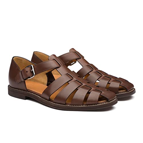 Image of European and Amenrican Mens Fisherman Sandals,Summer Leather Casual Baotou Breathable Fisherman Shoes.