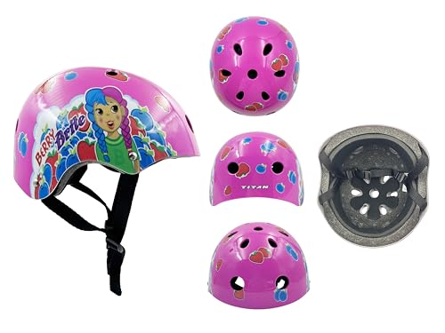 Titan Berry Brite Kids Multi-Sport Helmet Small (Ages 5-8) Pink Girls BMX & Skateboard Helmet with 11 Vents, ABS Shell, EPS Foam, Adjustable Straps, Extra Pads Matches Berry Brite Bike