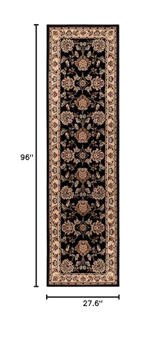 Tapete SAFAVIEH Lyndhurst Collection 2'3" x 8' Negro/Marfil miniatura 2