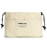 IGNPION 10 Pockets Tote Bag Organiser Small Canvas Handbag Purse Insert Organiser, Zipless Closure Pouch Handbag Liner - Stand on its Own