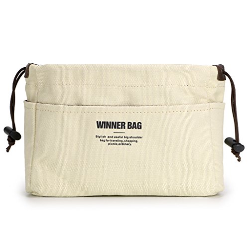 IGNPION 10 Pockets Tote Bag Organiser Small Canvas Handbag Purse Insert Organiser, Zipless Closure Pouch Handbag Liner - Stand on its Own