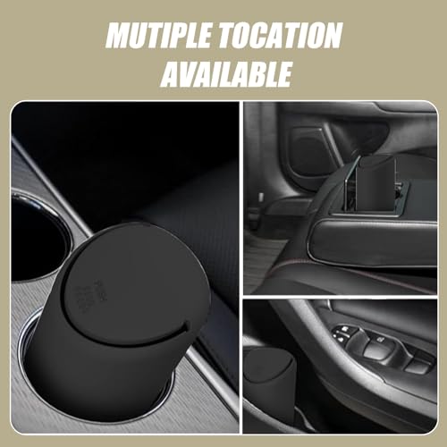 Image of Pack of 1 Car Storage Bin, Center Console Trash Can, Silicone Automatic Rebound Design Cleaning Accessory, Suitable for Most Car Models (Black)