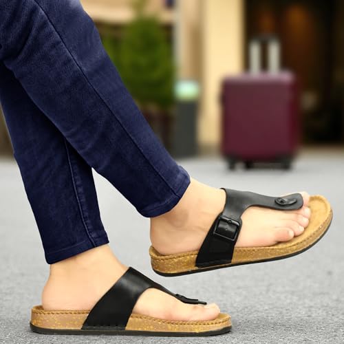 Image of Leatherful Men's premium leather slipper | Genuine Leather upper | Suede Leather Insole | PU sole | Stylish flip flop for men |