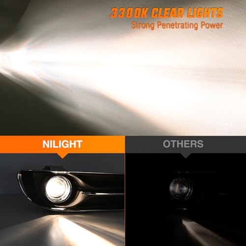 Image of Nilight Fog Light Assembly Compatible with 2011 2012 2013 2014 Chrysler 300 | Bumper Driving Lamps with Projector Lens and H11 12V 55W Halogen Bulbs Driver Side and Passenger Side