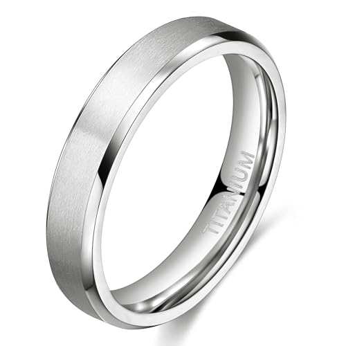 TIGRADE Titanium Rings 4MM 6MM 8MM 10MM Wedding Band in Comfort Fit Matte for Men Women Size 3-15, Silver 4mm, Size 9.5