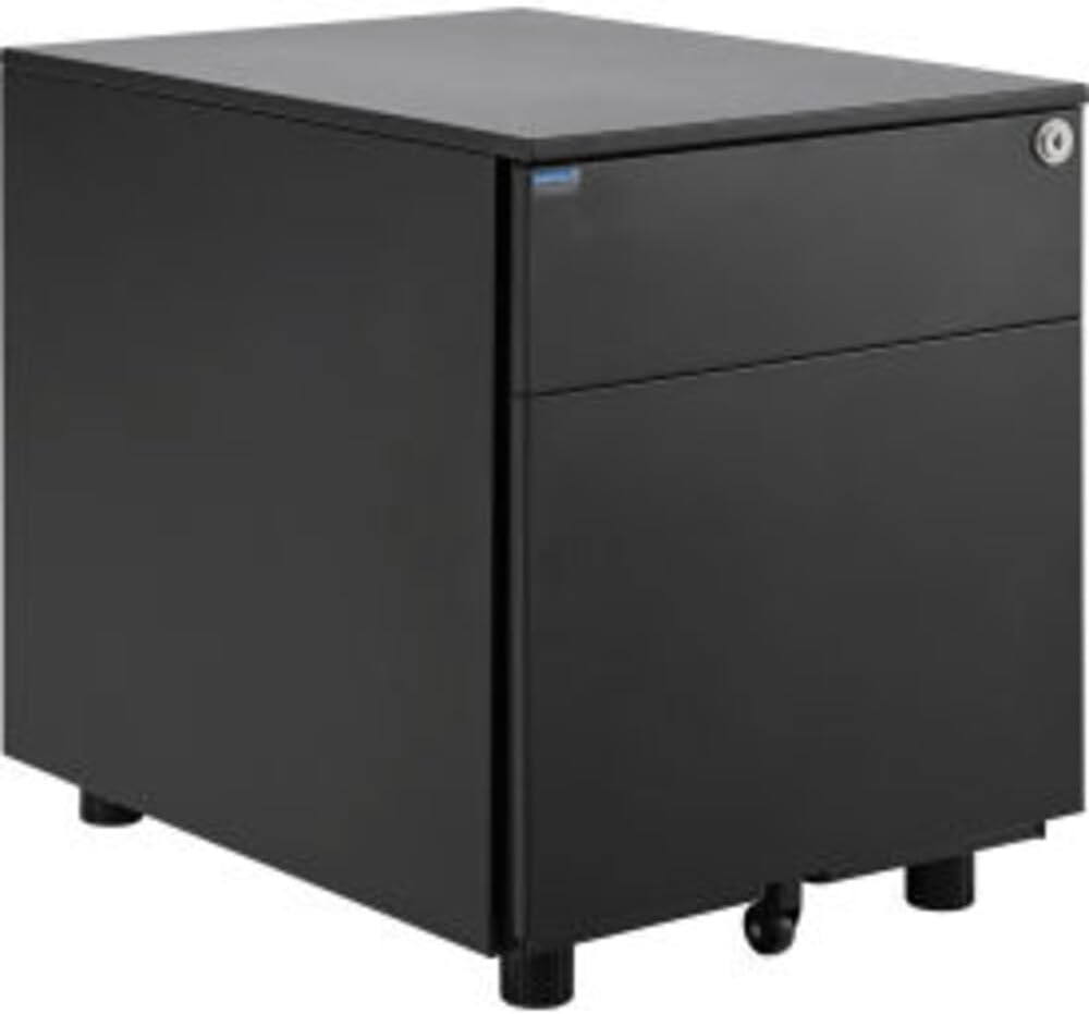 Global Industrial Interion Low Height 2 Drawer Pedestal Black - 1 Each