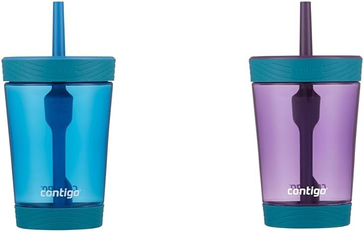 Contigo Spill-Proof 14oz Tumbler with Straw and BPA-Free Plastic, Fits Most Cup Holders and Dishwasher Safe, Agave Zoo Animals