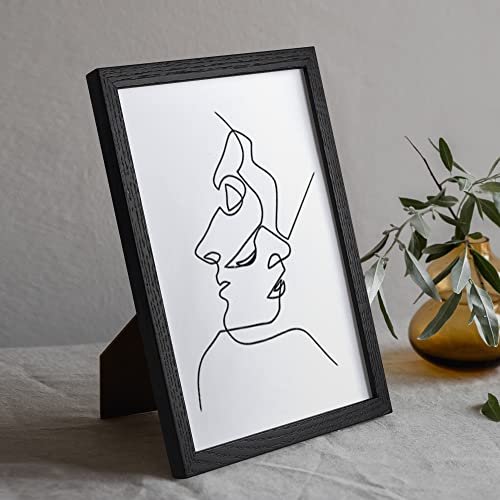 8X10 Black Picture Frame, Solid Oak Wood Photo Frame Display 5X7 Picture With Mat, 8 X 10 Black Wood Frame With Stand For Wall And Tabletop, 8"X10" Oak Picture Frame With Tempered Glass, 1 Pack #TOP6