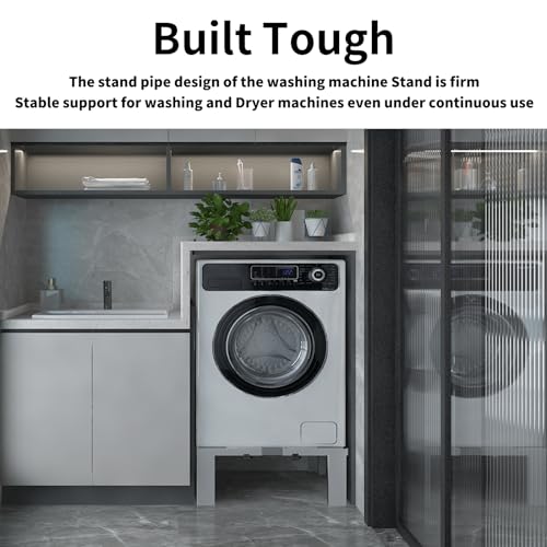 Image of 1200LB Heavy-Duty Stainless Steel Laundry Pedestal | Universal Riser for Front Load Washer & Dryer | Anti-Vibration Design, Tool-Free Install(White)